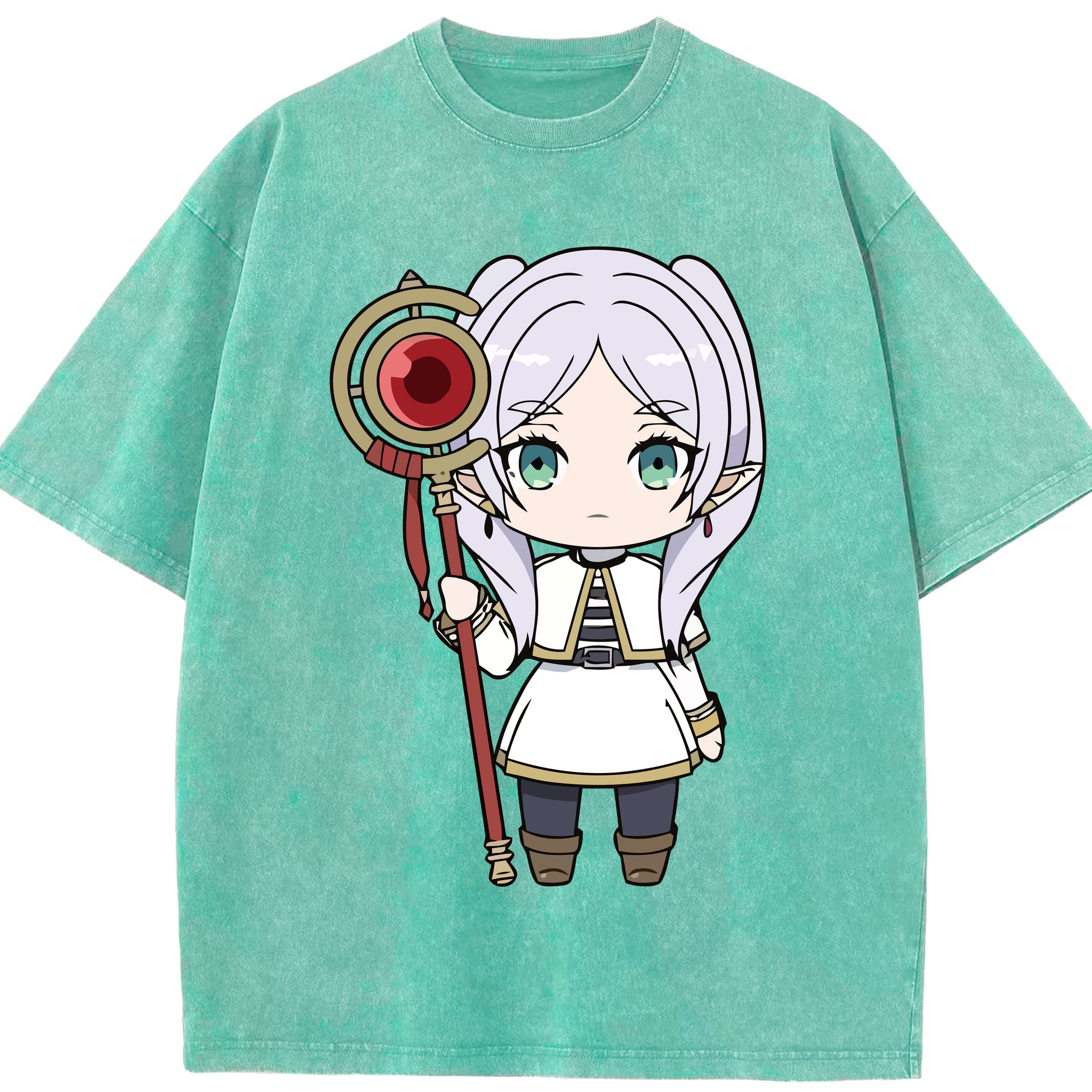（画像用） 葬送のフリーレン Frieren 綿100% ヴィンテージ風 半袖Tシャツ（フロントプリント）